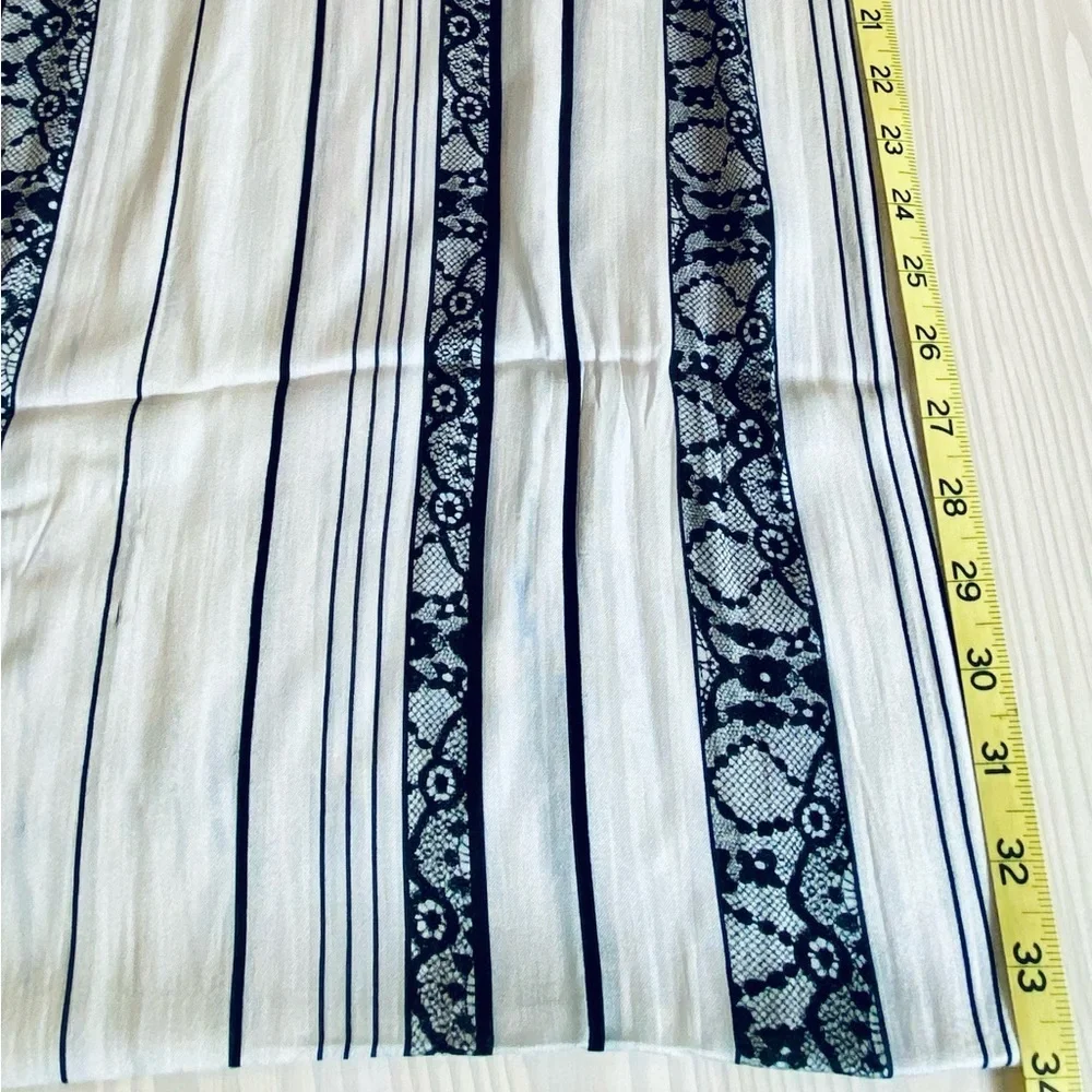 Vintage Boho Floral Faux Lace Print Scarf Wrap 68” x 20” Shabby Chic Cottagecore